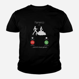 Flamenco Tanz Kinder Tshirt, Lustiges Telefon-Wortspiel - Schwarz - Seseable