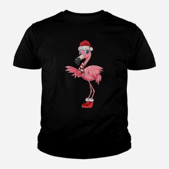 Flamingo Christmas Gift Xmas Santa Claus Pink Cute Flamingo Youth T-shirt | Crazezy CA