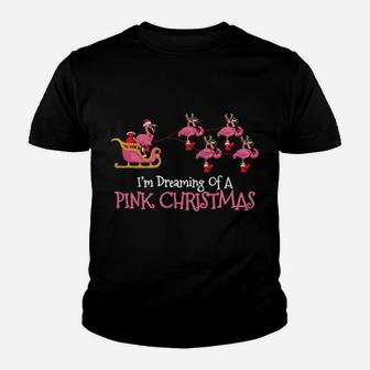 Flamingo Christmas I'm Dreaming Of A Pink Christmas Youth T-shirt | Crazezy