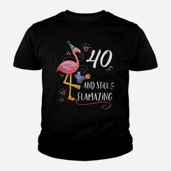 Flamingo Flamazing 40Th Birthday Decorations Supplies Youth T-shirt | Crazezy