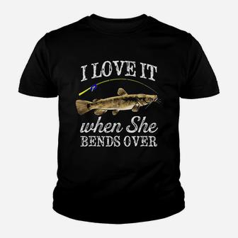 Flathead Catfish I Love It When She Bends Over Fishing Youth T-shirt | Crazezy