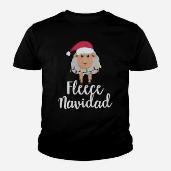 Fleece Navidad Sheep Face Santa Hat Xmas Holiday Pun Gift Sweatshirt Youth T-shirt | Crazezy