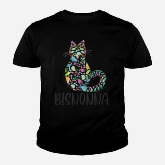 Floral Cat Bisnonna Italian Great Grandma White Youth T-shirt | Crazezy