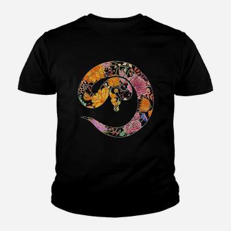 Floral Flower Vintage Retro Ball Python Lover Youth T-shirt | Crazezy