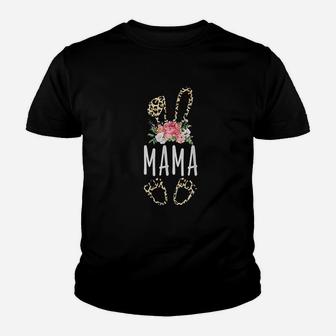 Floral Leopard Mama Bunny Gift Happy Easter Youth T-shirt | Crazezy CA