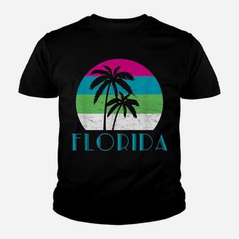Florida Vacation Vintage Retro Sun And Palm Tree Youth T-shirt | Crazezy