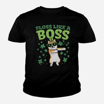 Floss Like A Boss St Patricks Day Shiba Inu Youth T-shirt - Monsterry