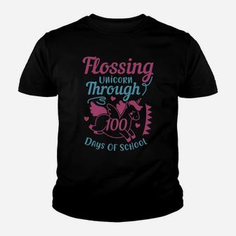 Flossing Unicorn Through 100 Days Of School Youth T-shirt - Monsterry AU