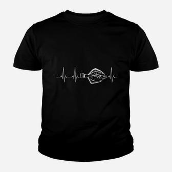 Flounder Fishing Heartbeat Youth T-shirt | Crazezy CA