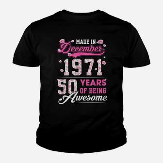 Flower 50Th Birthday 50 Years Old Made In December 1971 Youth T-shirt | Crazezy DE