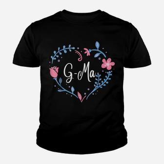 Flower G-Ma Grandma Christmas Birthday Gift Tee Youth T-shirt | Crazezy