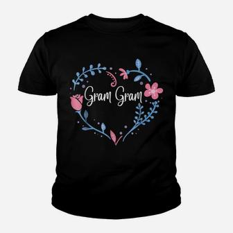 Flower Gram Gram Grandma Christmas Birthday Gift Tee Youth T-shirt | Crazezy UK