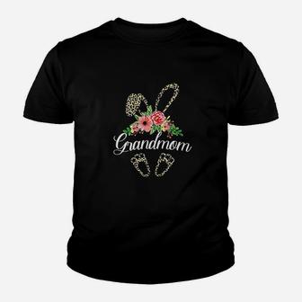 Flower Grandmom Leopard Bunny Youth T-shirt | Crazezy UK