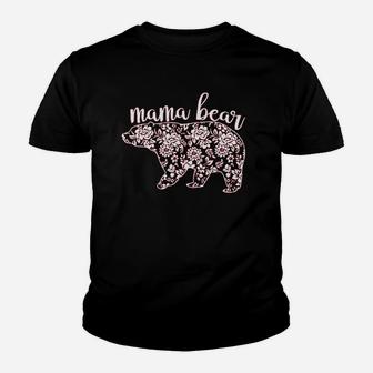 Flower Mama Bear Cute Youth T-shirt | Crazezy