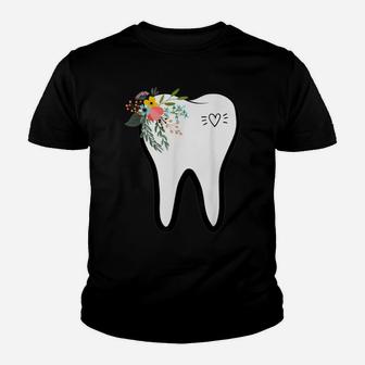 Flower Tooth Dentist Dental Hygienist Oral Hygiene Assistant Youth T-shirt | Crazezy