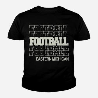 Football Eastern Michigan In Modern Stacked Lettering Youth T-shirt | Crazezy AU