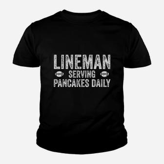 Football Lineman Serving Pancakes Daily Youth T-shirt | Crazezy