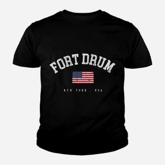 Fort Drum Ny Retro American Flag Usa City Name Sweatshirt Youth T-shirt | Crazezy UK