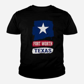 Fort Worth Texas State Flag Cool Distressed Vintage Grunge Youth T-shirt - Monsterry UK