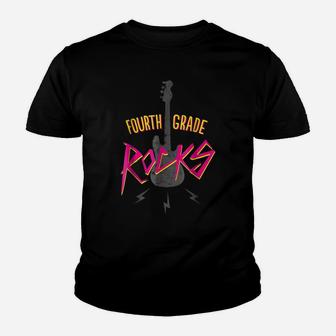 Fourth Grade Rocks Shirt 4Th Grade Retro Guitar Youth T-shirt | Crazezy