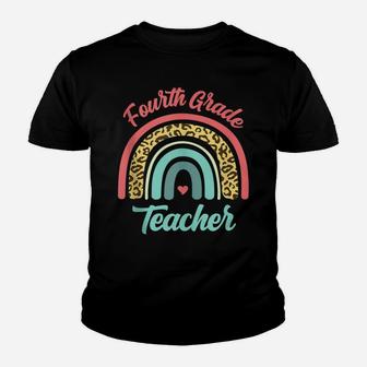 Fourth Grade Teacher Funny Teaching 4Th Leopard Rainbow Fun Youth T-shirt | Crazezy