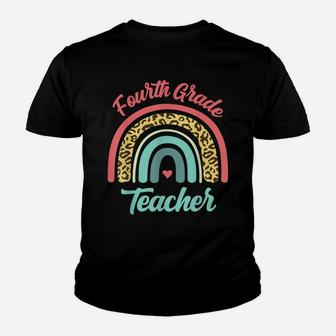 Fourth Grade Teacher Funny Teaching 4Th Leopard Rainbow Fun Youth T-shirt | Crazezy UK