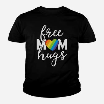 Free Mom Hugs Rainbow Pride March Heart Family Mother Youth T-shirt | Crazezy