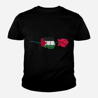 Free Palestine Palestine Flag Flower Youth T-shirt | Crazezy
