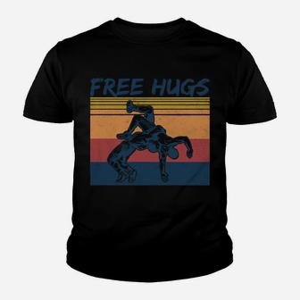 Free Wrestler Hugs Vintage Retro Funny Wrestling Sweatshirt Youth T-shirt | Crazezy UK