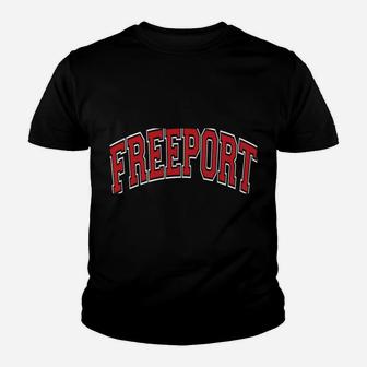 Freeport Ny Varsity Style Red Text Youth T-shirt | Crazezy