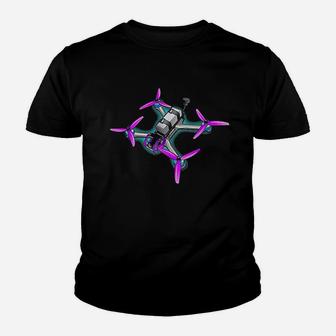 Freestyle Fpv Racing Drone Pilot Acro Quadcopter Purple Blue Youth T-shirt | Crazezy
