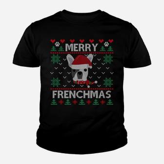 French Bulldog Christmas Frenchie Ugly Xmas Sweater Gift Sweatshirt Youth T-shirt | Crazezy UK