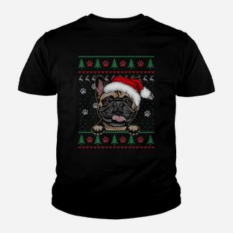 French Bulldog Christmas Ugly Sweater Dog Lover Xmas Youth T-shirt | Crazezy