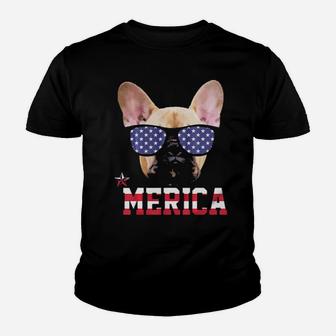 French Bulldog Merica Funny Patriotic 4Th Of July Youth T-shirt - Monsterry