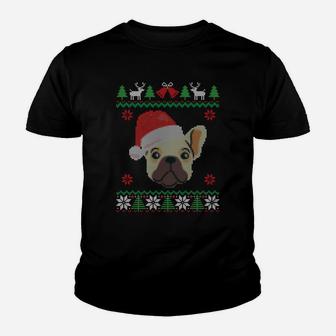 French Bulldog Santa Ugly Christmas Sweatshirt Holiday Dog Youth T-shirt | Crazezy
