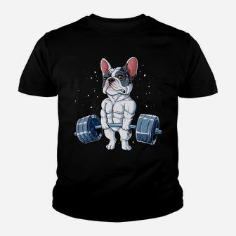 French Bulldog Weightlifting Funny Deadlift Men Fitness Gym Youth T-shirt | Crazezy