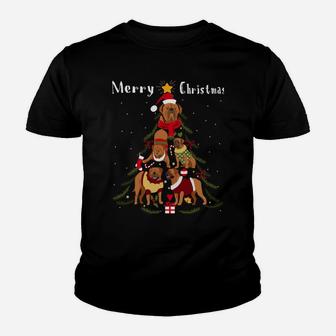 French Mastiff Dogue De Bordeaux Christmas Tree Xmas Dog Sweatshirt Youth T-shirt | Crazezy UK