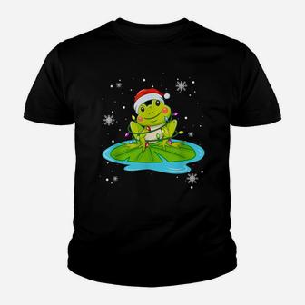 Frog Christmas Funny Santa Hat Christmas Youth T-shirt | Crazezy