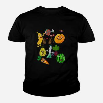 Fruits Vegetable Print Funny Veggie Vegan Youth T-shirt | Crazezy DE