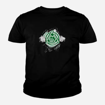 Fußball-Emblem Herren Kinder Tshirt, Grün-Weiß Durchbruch-Design - Seseable