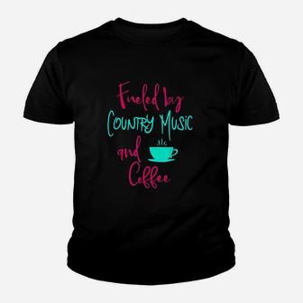 Fueled By Country Music And Coffee Youth T-shirt | Crazezy
