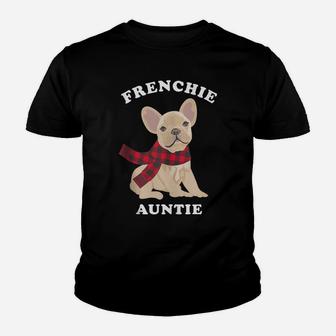 Fun Frenchie Auntie French Bulldog Aunt Gift Family Matching Youth T-shirt | Crazezy