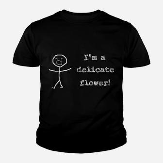 Fun Humorous Women's Stick Figure Delicate Flower Gag Gift Youth T-shirt | Crazezy AU