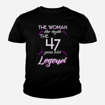 Funny 47Th Birthday Tshirt Woman Myth 47 Year Old Legend Youth T-shirt | Crazezy UK