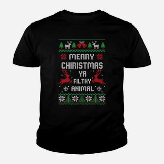 Funny Alone At Home Movies Merry Christmas You Filty Animal Sweatshirt Youth T-shirt | Crazezy