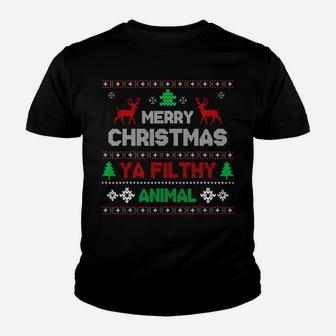 Funny Alone At Home Movies Merry Christmas You Filty Animal Youth T-shirt | Crazezy