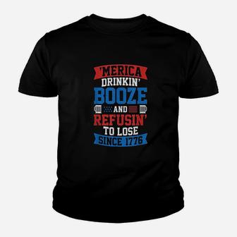 Funny American Murica Beer Drinking For 4Th Of July Youth T-shirt | Crazezy
