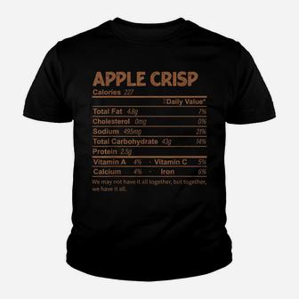 Funny Apple Crisp Nutrition Facts Thanksgiving Food Youth T-shirt | Crazezy UK