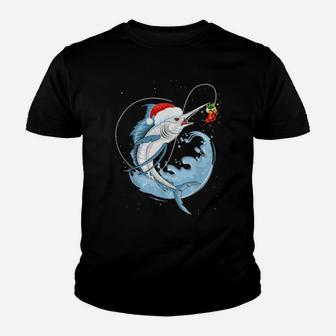 Funny Bass Fishing Santa Hat Youth T-shirt - Monsterry