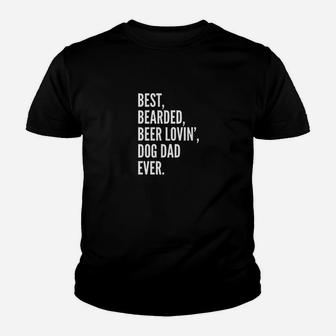 Funny Bearded Beer Lover Dog Owner Dad Youth T-shirt | Crazezy